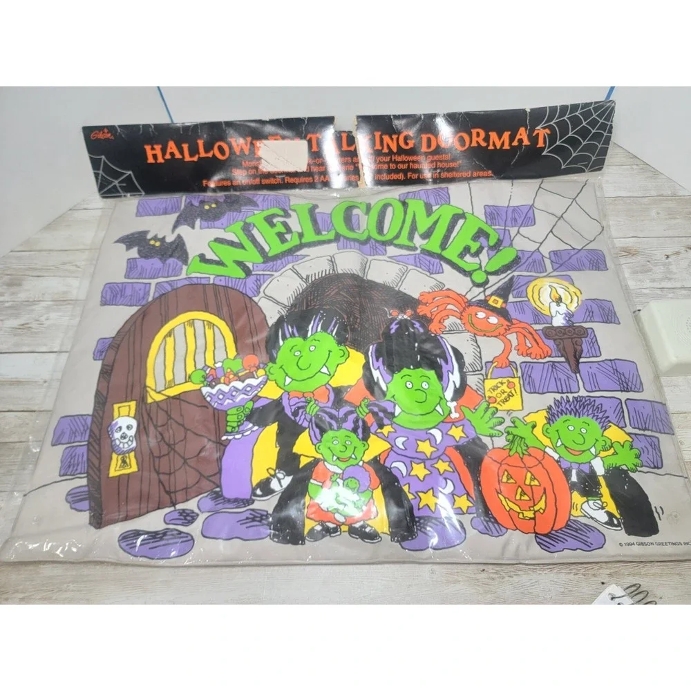 Welcome Halloween Gibson Greetings Vtg 994‎ Talking Doormat Trick Or Treat New